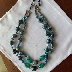Vintage 60s Stone Bead Double Necklace